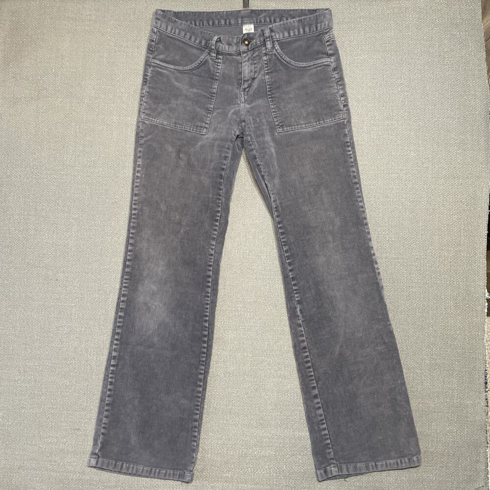 Prana Corduroy Low Rise Gray Pants Women Sz 2 (30x30)